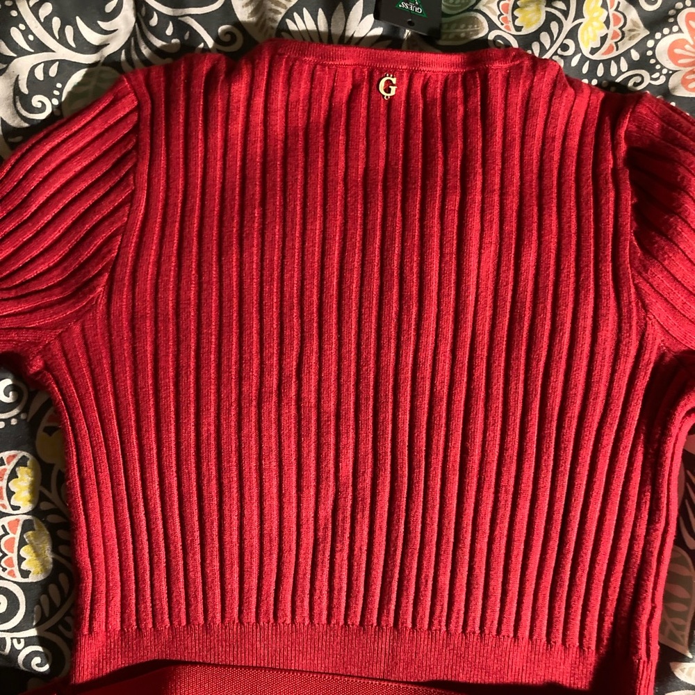 G by Guess Vibrant Red Ribbed Sweater
